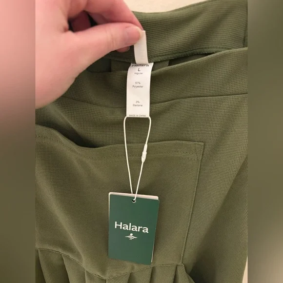 NWT Halara Casual Joggers Overalls Olive Green Waffle Athleisure Jumpsuit Sz L - Picture 8 of 11
